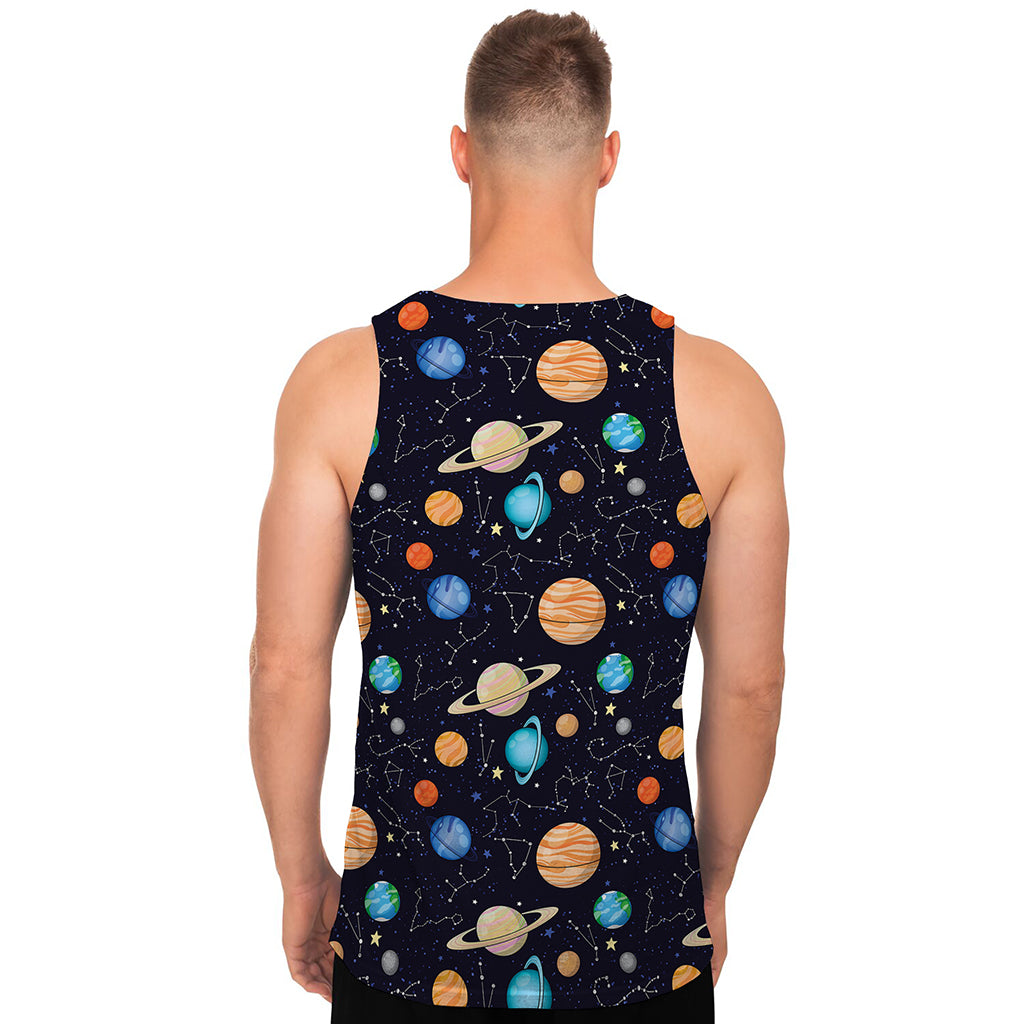 Constellations And Planets Pattern Print Men's Tank Top