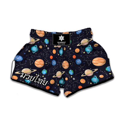 Constellations And Planets Pattern Print Muay Thai Boxing Shorts
