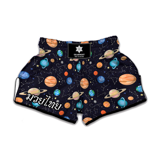 Constellations And Planets Pattern Print Muay Thai Boxing Shorts