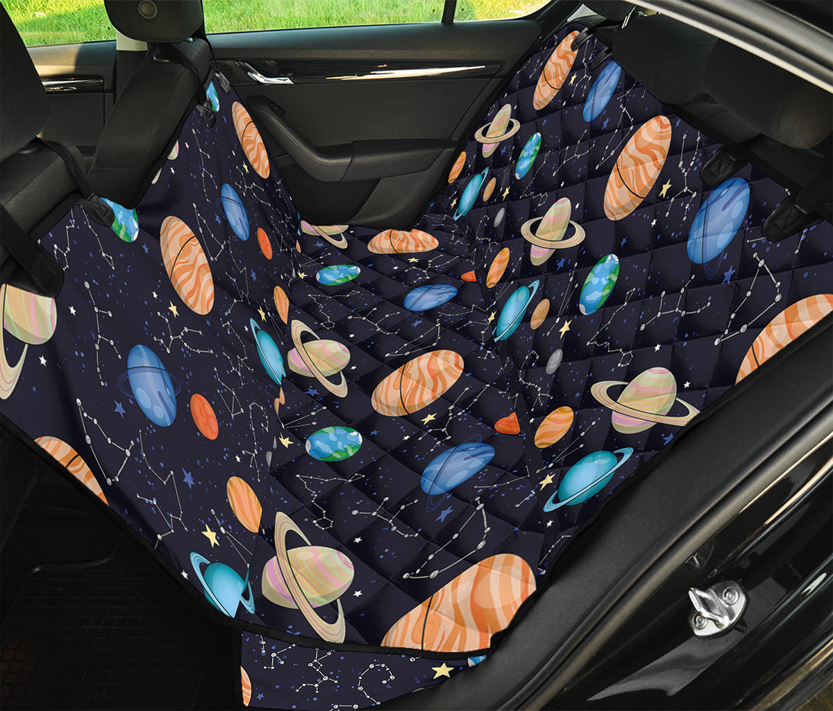 Constellations And Planets Pattern Print Pet Car Back Seat Cover