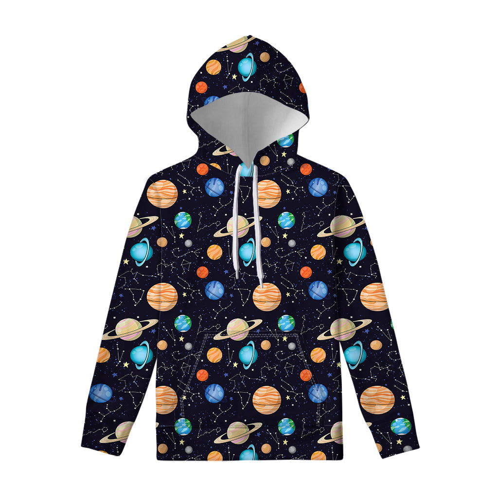 Constellations And Planets Pattern Print Pullover Hoodie