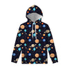 Constellations And Planets Pattern Print Pullover Hoodie