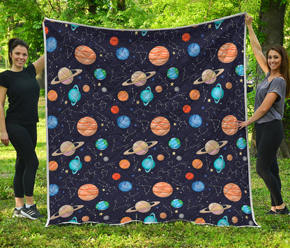 Constellations And Planets Pattern Print Quilt