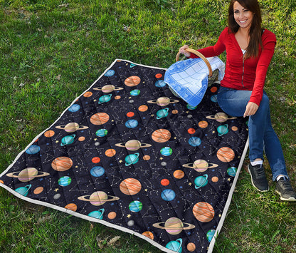 Constellations And Planets Pattern Print Quilt