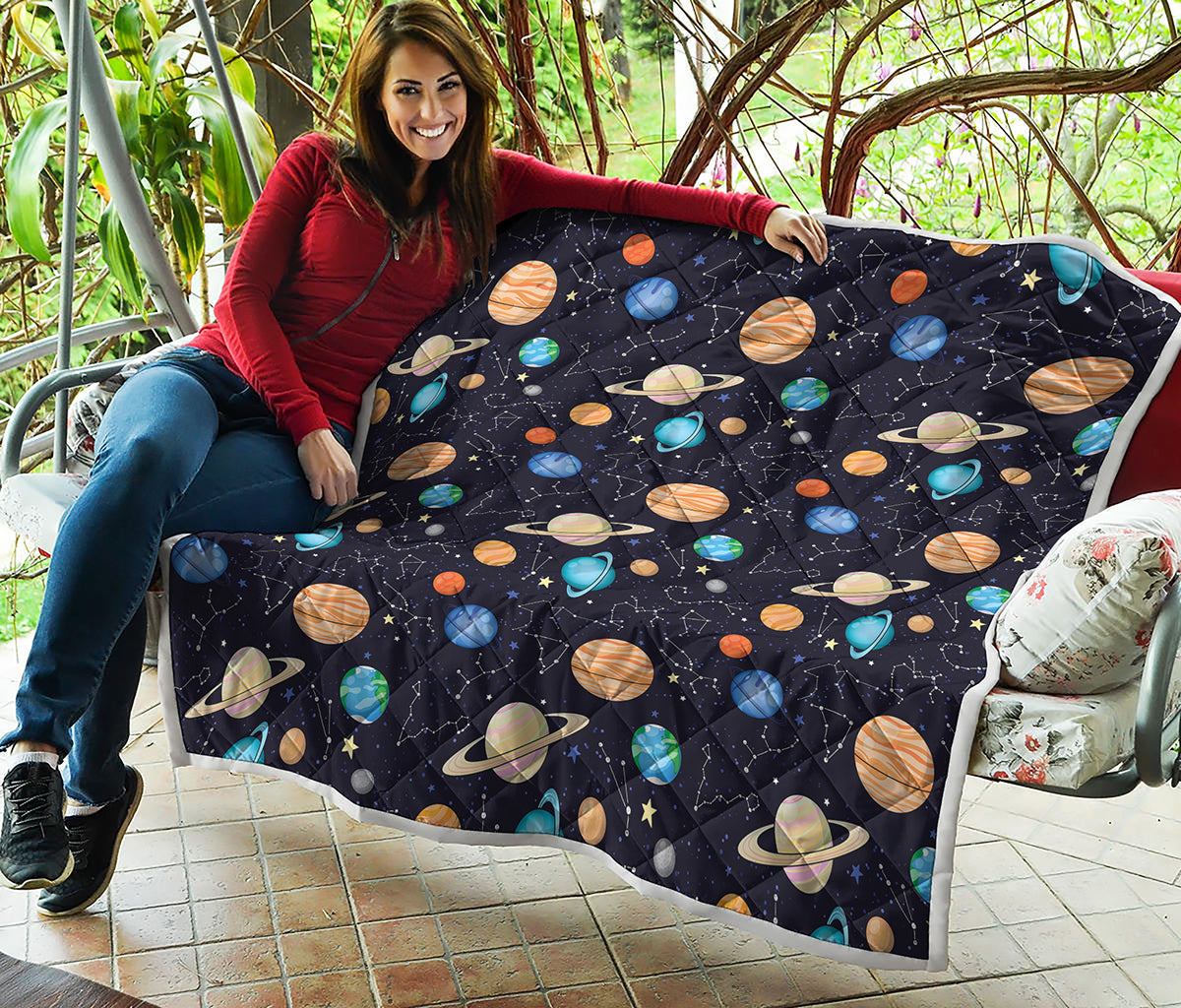 Constellations And Planets Pattern Print Quilt