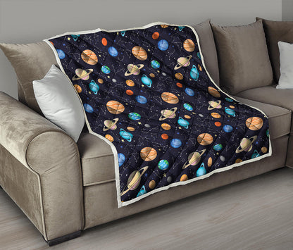 Constellations And Planets Pattern Print Quilt