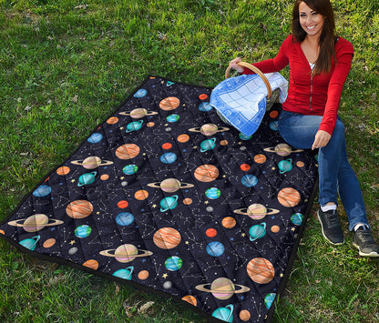 Constellations And Planets Pattern Print Quilt