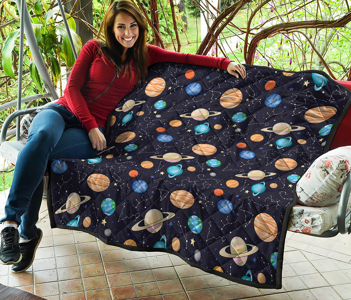 Constellations And Planets Pattern Print Quilt
