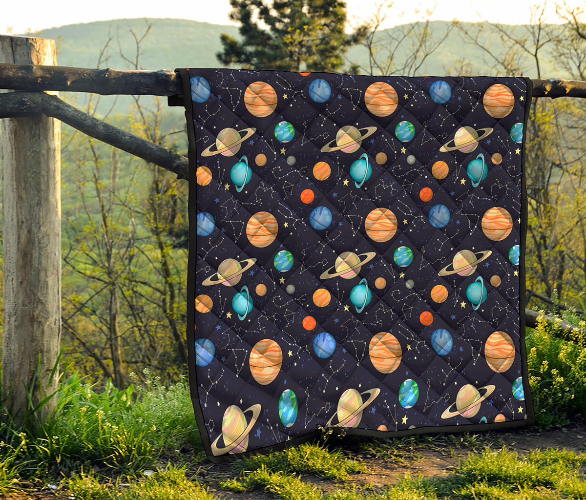 Constellations And Planets Pattern Print Quilt