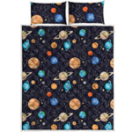 Constellations And Planets Pattern Print Quilt Bed Set