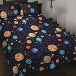 Constellations And Planets Pattern Print Quilt Bed Set