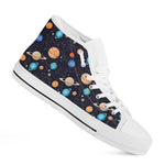 Constellations And Planets Pattern Print White High Top Shoes