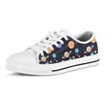 Constellations And Planets Pattern Print White Low Top Shoes