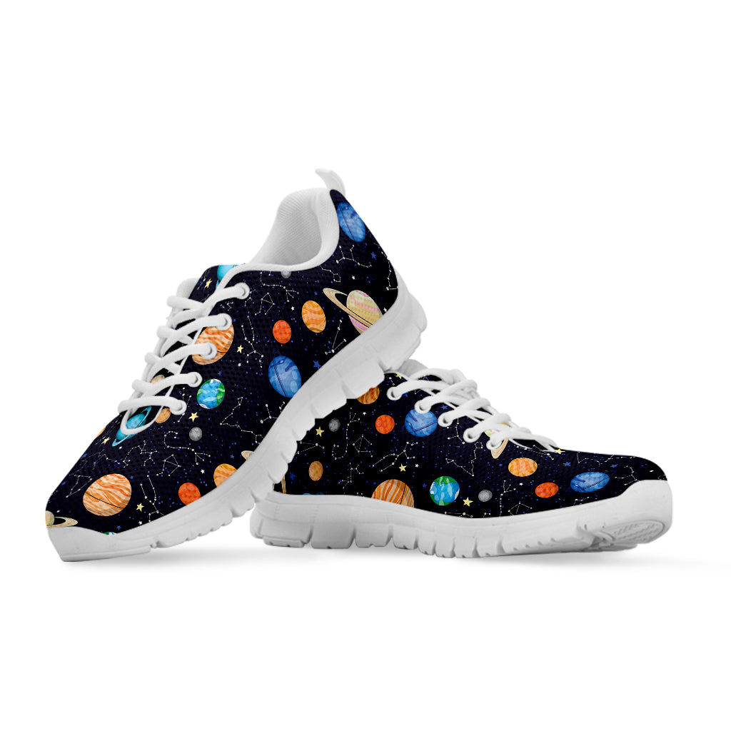 Constellations And Planets Pattern Print White Sneakers