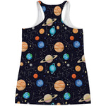 Constellations And Planets Pattern Print Women's Racerback Tank Top