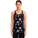 Constellations And Planets Pattern Print Women's Racerback Tank Top