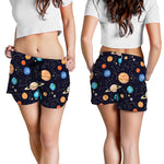 Constellations And Planets Pattern Print Women's Shorts