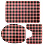 Coral Pink And Black Buffalo Check Print 3 Piece Bath Mat Set