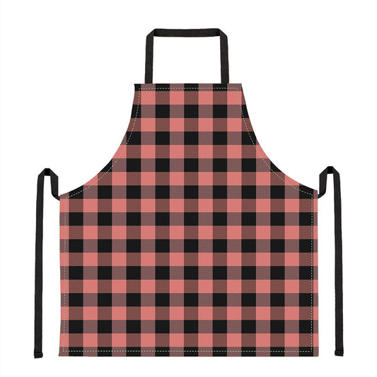 Coral Pink And Black Buffalo Check Print Apron