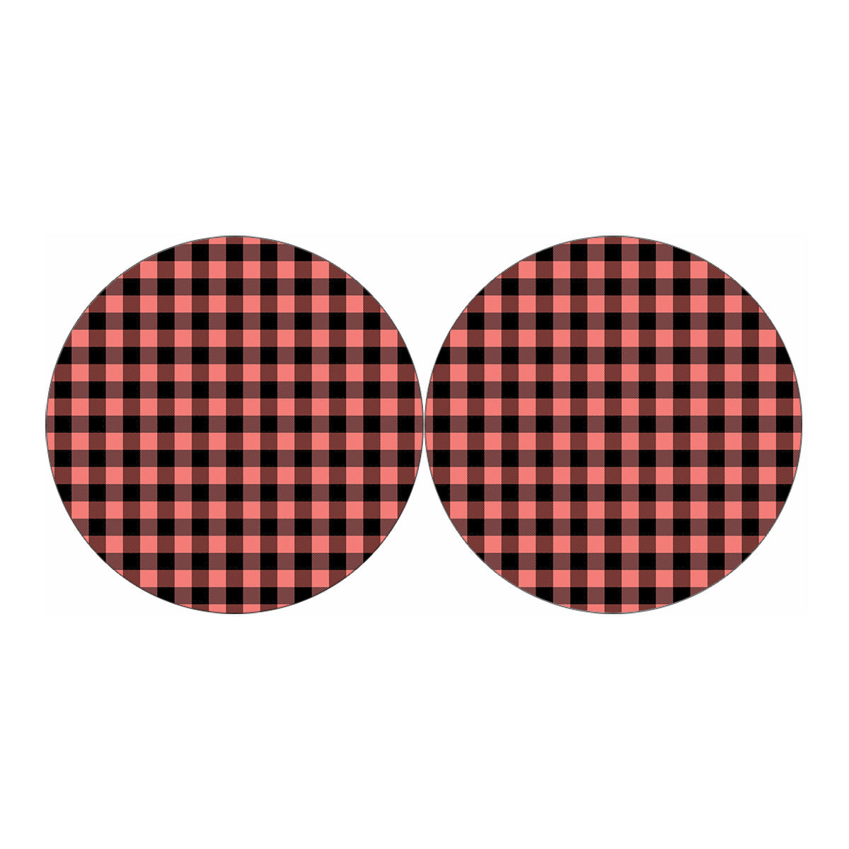 Coral Pink And Black Buffalo Check Print Car Coasters