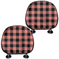 Coral Pink And Black Buffalo Check Print Car Headrest Covers
