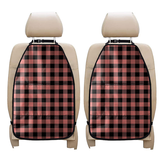 Coral Pink And Black Buffalo Check Print Car Seat Organizers