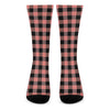 Coral Pink And Black Buffalo Check Print Crew Socks