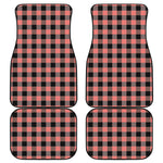 Coral Pink And Black Buffalo Check Print Front and Back Car Floor Mats