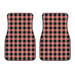 Coral Pink And Black Buffalo Check Print Front Car Floor Mats