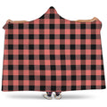 Coral Pink And Black Buffalo Check Print Hooded Blanket