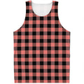 Coral Pink And Black Buffalo Check Print Men's Tank Top