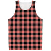 Coral Pink And Black Buffalo Check Print Men's Tank Top