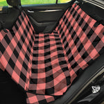 Coral Pink And Black Buffalo Check Print Pet Car Back Seat Cover