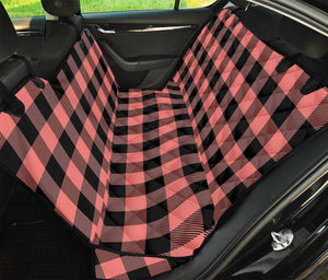 Coral Pink And Black Buffalo Check Print Pet Car Back Seat Cover