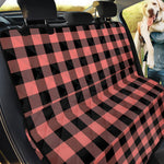 Coral Pink And Black Buffalo Check Print Pet Car Back Seat Cover