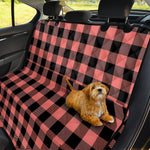 Coral Pink And Black Buffalo Check Print Pet Car Back Seat Cover