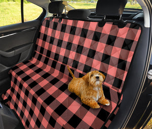 Coral Pink And Black Buffalo Check Print Pet Car Back Seat Cover