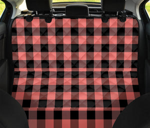 Coral Pink And Black Buffalo Check Print Pet Car Back Seat Cover