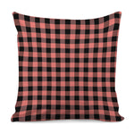 Coral Pink And Black Buffalo Check Print Pillow Cover