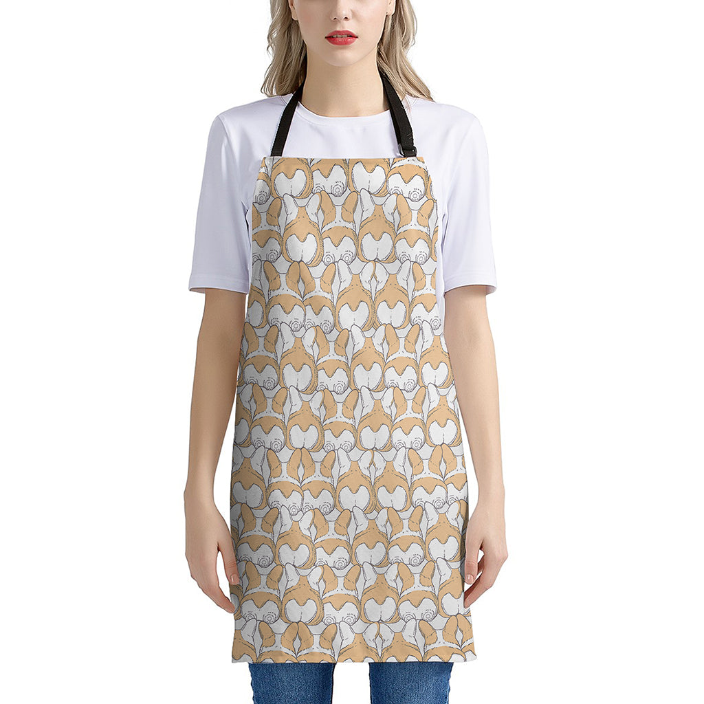 Corgi Butt Pattern Print Apron