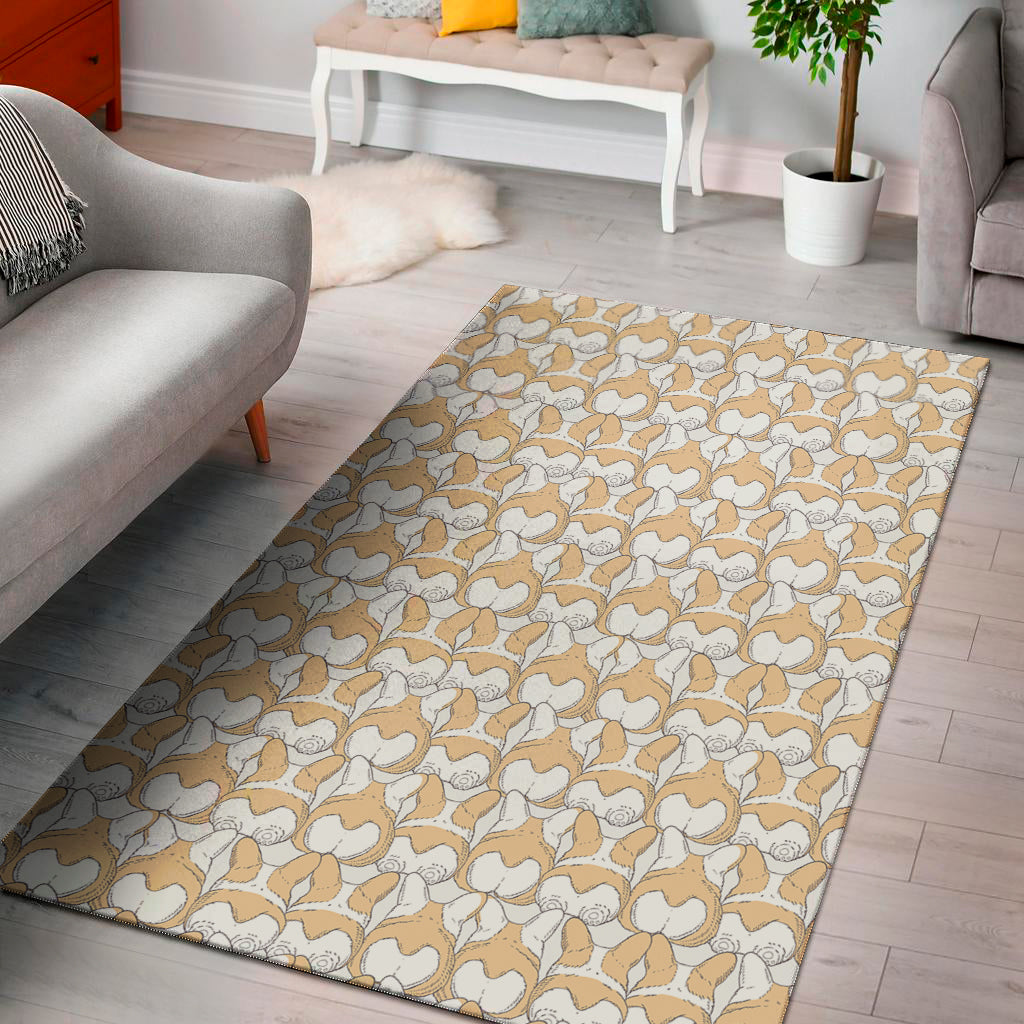 Corgi Butt Pattern Print Area Rug