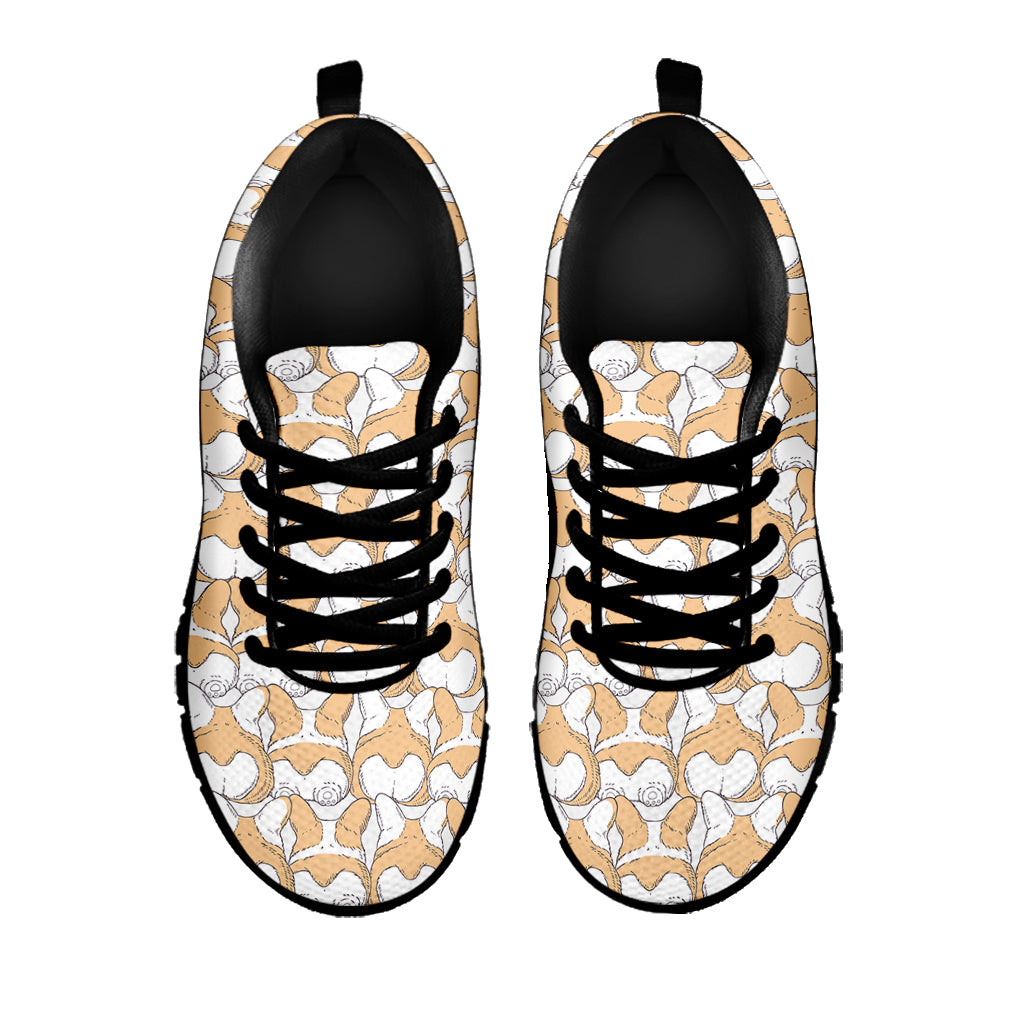 Corgi Butt Pattern Print Black Sneakers