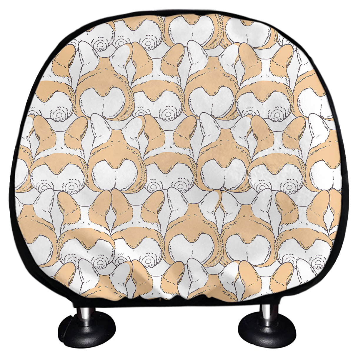 Corgi Butt Pattern Print Car Headrest Covers