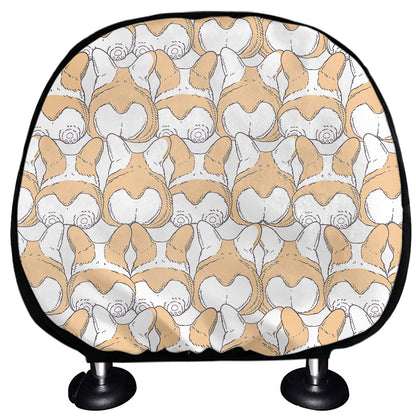 Corgi Butt Pattern Print Car Headrest Covers