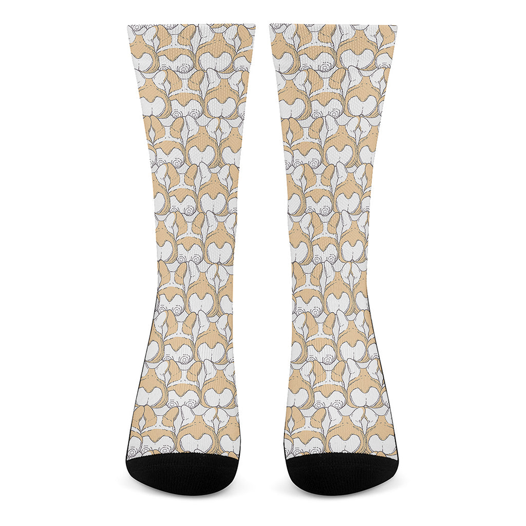 Corgi Butt Pattern Print Crew Socks