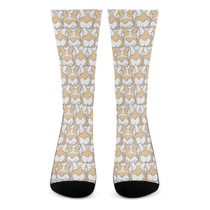 Corgi Butt Pattern Print Crew Socks