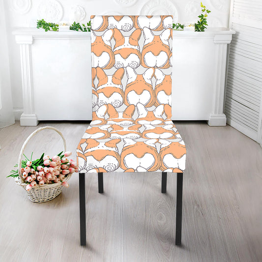 Corgi Butt Pattern Print Dining Chair Slipcover