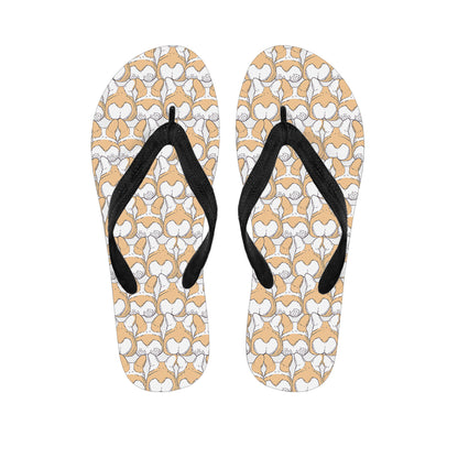 Corgi Butt Pattern Print Flip Flops
