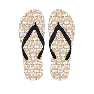 Corgi Butt Pattern Print Flip Flops