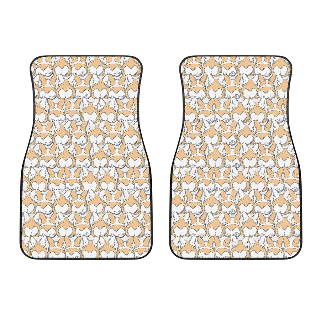 Corgi Butt Pattern Print Front Car Floor Mats